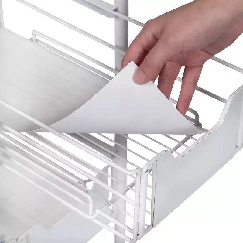 Chariot de rangement fin à 4 niveaux avec 3 tiroirs coulissants et roulettes verrouillables