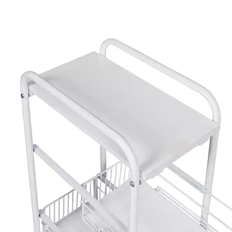Chariot de rangement fin à 4 niveaux avec 3 tiroirs coulissants et roulettes verrouillables