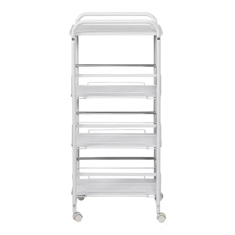 Chariot de rangement fin à 4 niveaux avec 3 tiroirs coulissants et roulettes verrouillables