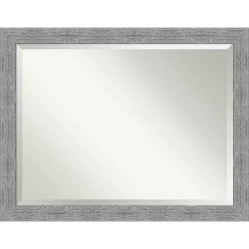45"x35" Bark Rustic Framed Wall Mirror Gray - Amanti Art: Beveled, Polystyrene Frame, No Assembly
