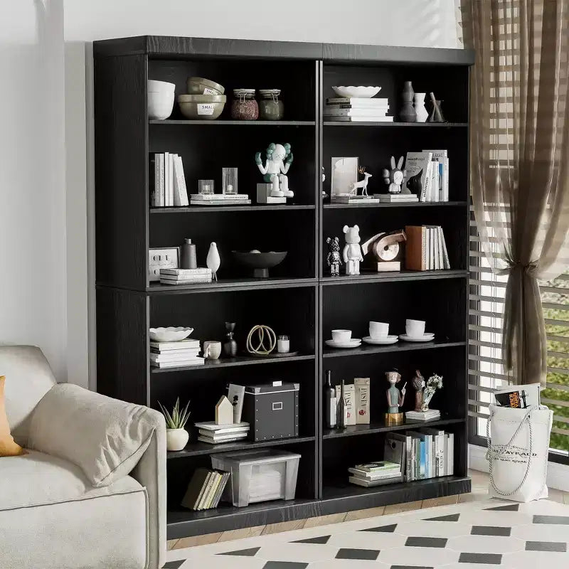 36*31*16 Wood Accent Sideboard Cabinet in Black, Storage Organizer with Adjustable Shelves for Kitchen Bedroom Living Room Dinning Room