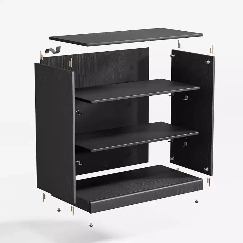 36*31*16 Wood Accent Sideboard Cabinet in Black, Storage Organizer with Adjustable Shelves for Kitchen Bedroom Living Room Dinning Room