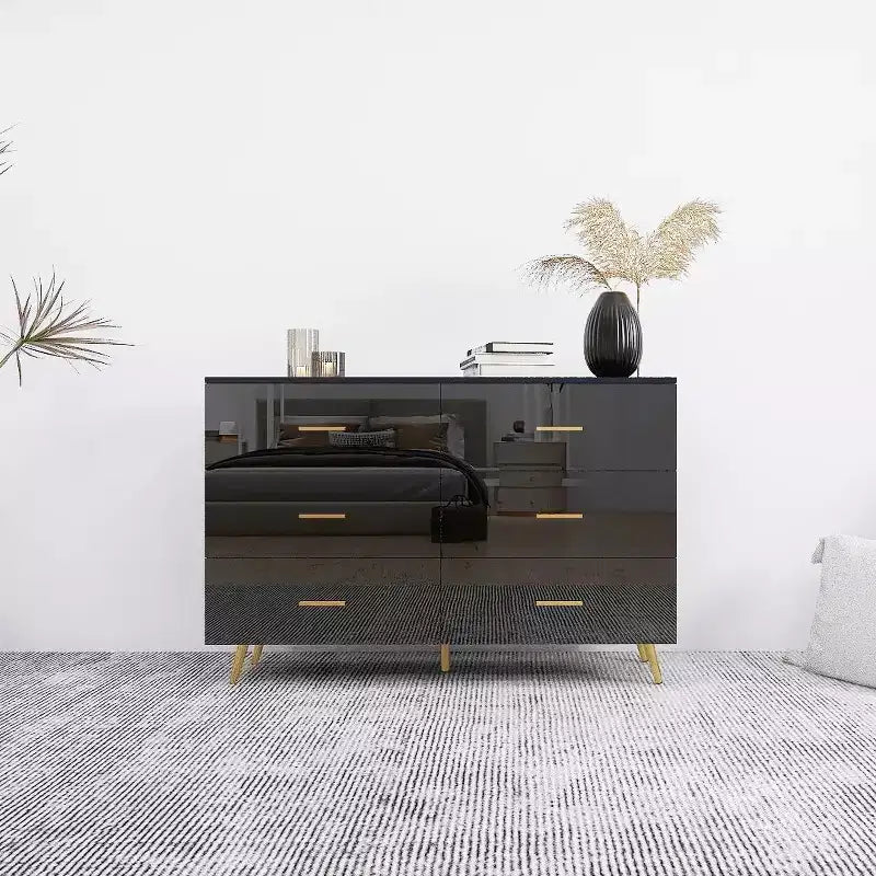 6-Drawer Dresser with Golden Handles and Steel Legs, Spacious Large Drawers, Stylish Storage Chest for Home Organization