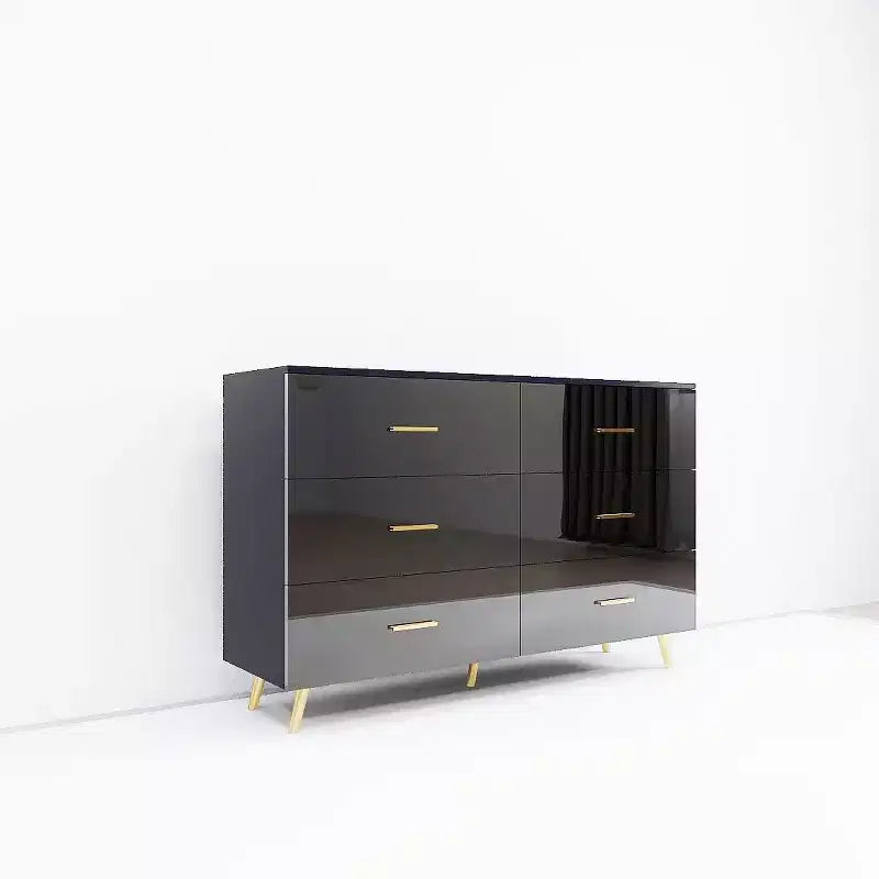 6-Drawer Dresser with Golden Handles and Steel Legs, Spacious Large Drawers, Stylish Storage Chest for Home Organization