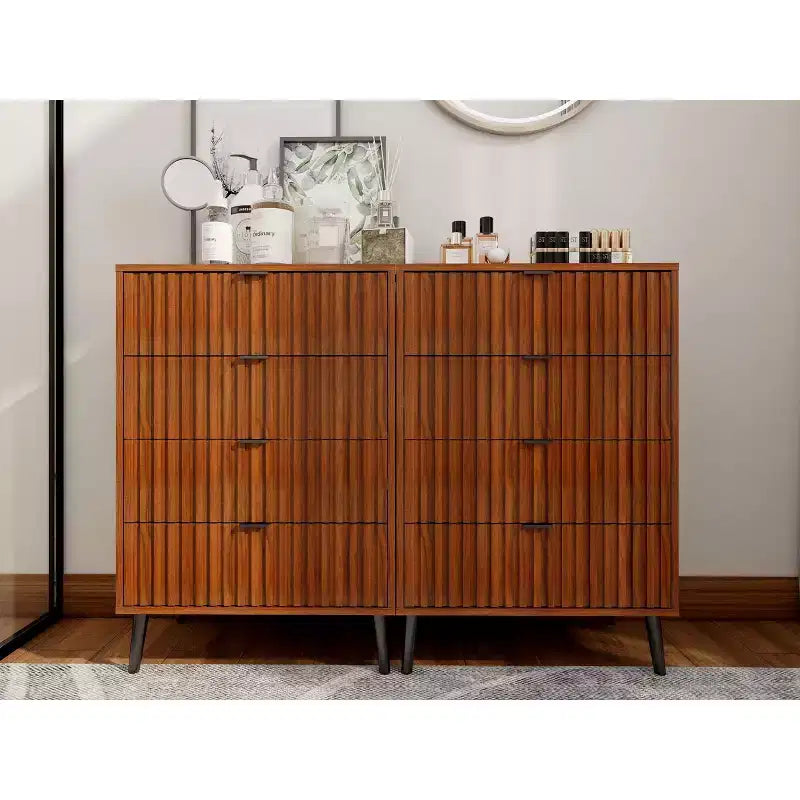 6-Drawer Dresser with Golden Handles and Steel Legs, Spacious Large Drawers, Stylish Storage Chest for Home Organization