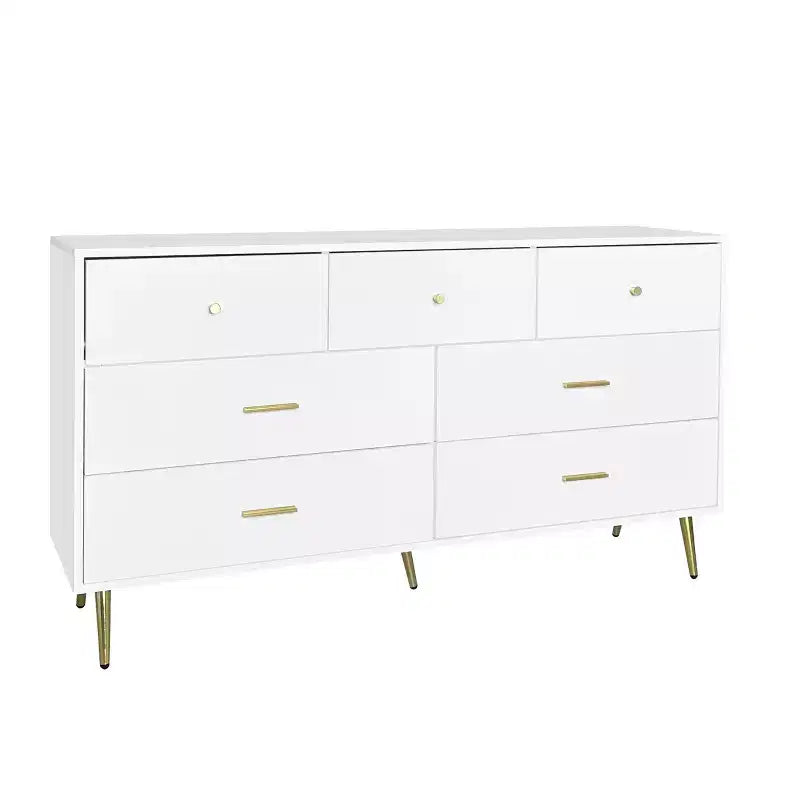 6-Drawer Dresser with Golden Handles and Steel Legs, Spacious Large Drawers, Stylish Storage Chest for Home Organization
