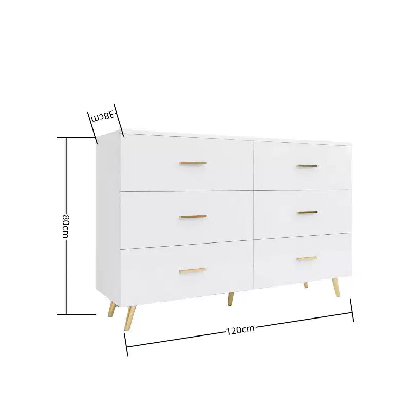 6-Drawer Dresser with Golden Handles and Steel Legs, Spacious Large Drawers, Stylish Storage Chest for Home Organization