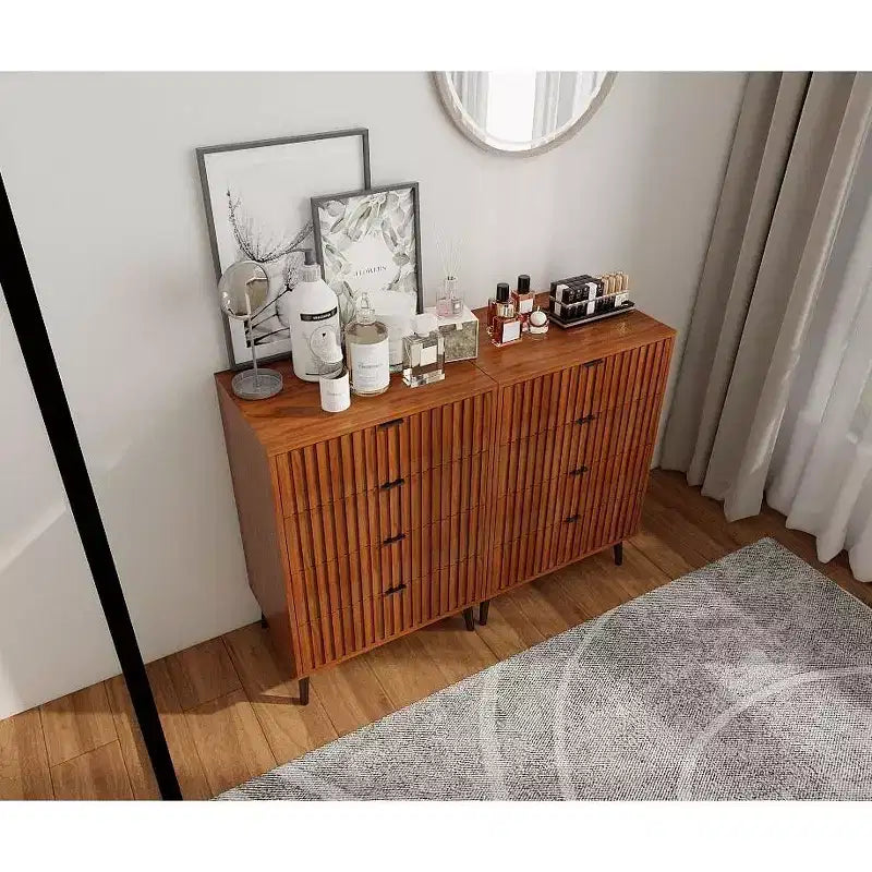 6-Drawer Dresser with Golden Handles and Steel Legs, Spacious Large Drawers, Stylish Storage Chest for Home Organization