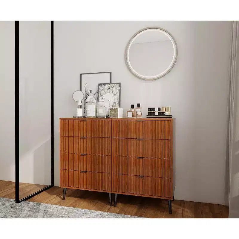 6-Drawer Dresser with Golden Handles and Steel Legs, Spacious Large Drawers, Stylish Storage Chest for Home Organization