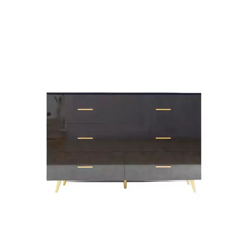 6-Drawer Dresser with Golden Handles and Steel Legs, Spacious Large Drawers, Stylish Storage Chest for Home Organization