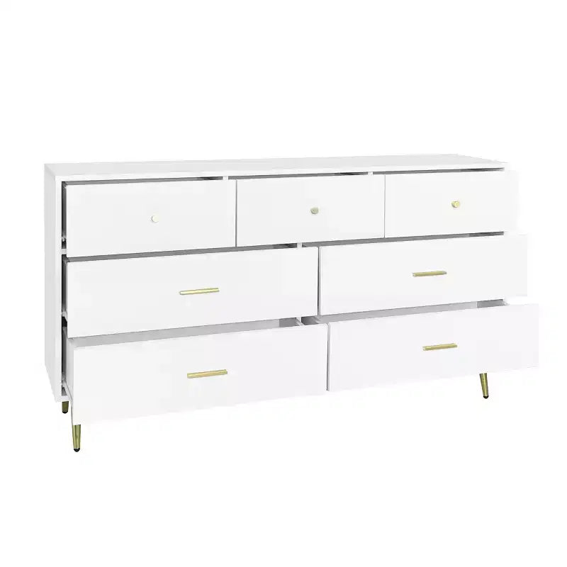 6-Drawer Dresser with Golden Handles and Steel Legs, Spacious Large Drawers, Stylish Storage Chest for Home Organization