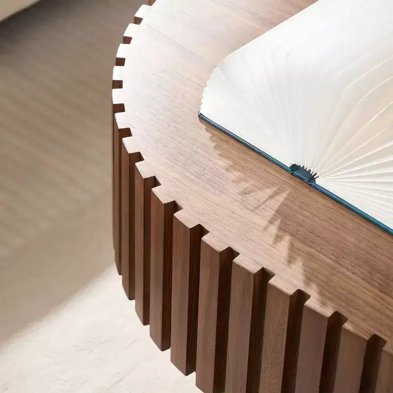 Modern Handcrafted Oval Coffee Table, 44L with Sturdy Pedestal, Space-Saving Drum Center Table for Small Living Room Office