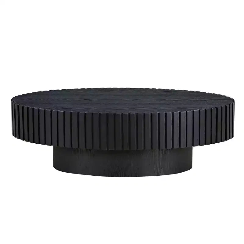 Modern Handcrafted Oval Coffee Table, 44L with Sturdy Pedestal, Space-Saving Drum Center Table for Small Living Room Office
