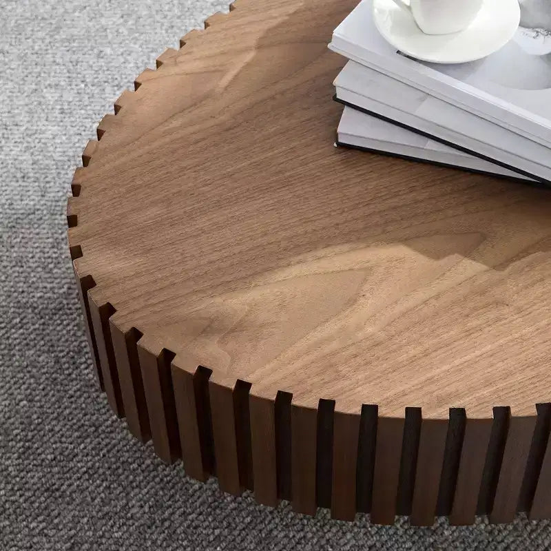 Modern Handcrafted Oval Coffee Table, 44L with Sturdy Pedestal, Space-Saving Drum Center Table for Small Living Room Office