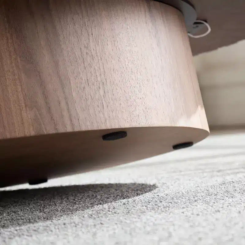 Modern Handcrafted Oval Coffee Table, 44L with Sturdy Pedestal, Space-Saving Drum Center Table for Small Living Room Office