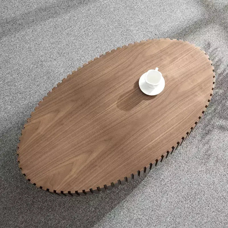 Modern Handcrafted Oval Coffee Table, 44L with Sturdy Pedestal, Space-Saving Drum Center Table for Small Living Room Office
