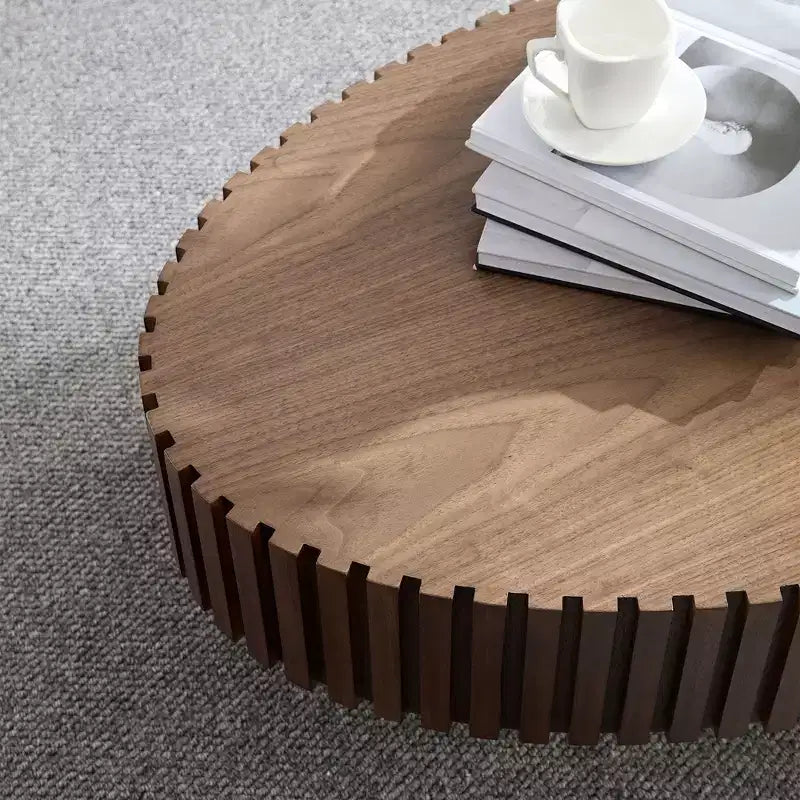 Modern Handcrafted Oval Coffee Table, 44L with Sturdy Pedestal, Space-Saving Drum Center Table for Small Living Room Office