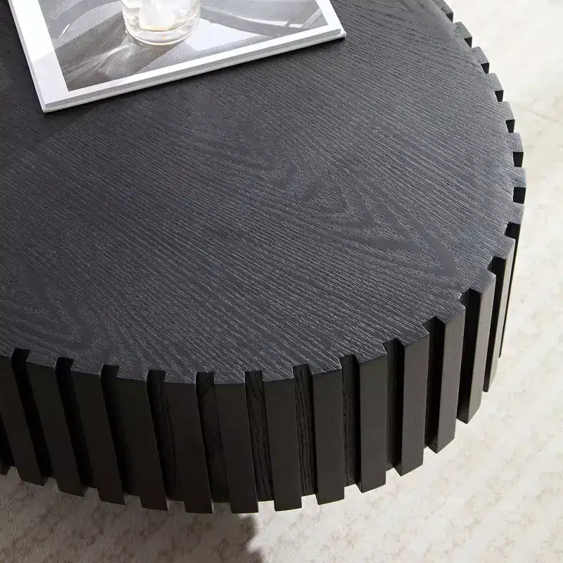 Modern Handcrafted Oval Coffee Table, 44L with Sturdy Pedestal, Space-Saving Drum Center Table for Small Living Room Office