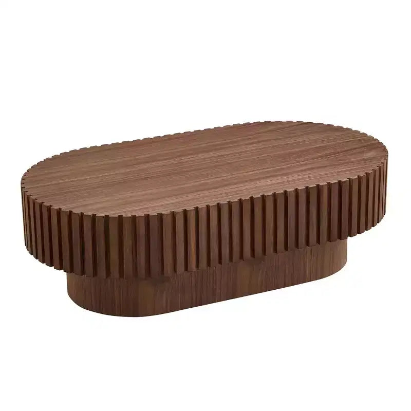 Modern Handcrafted Oval Coffee Table, 44L with Sturdy Pedestal, Space-Saving Drum Center Table for Small Living Room Office
