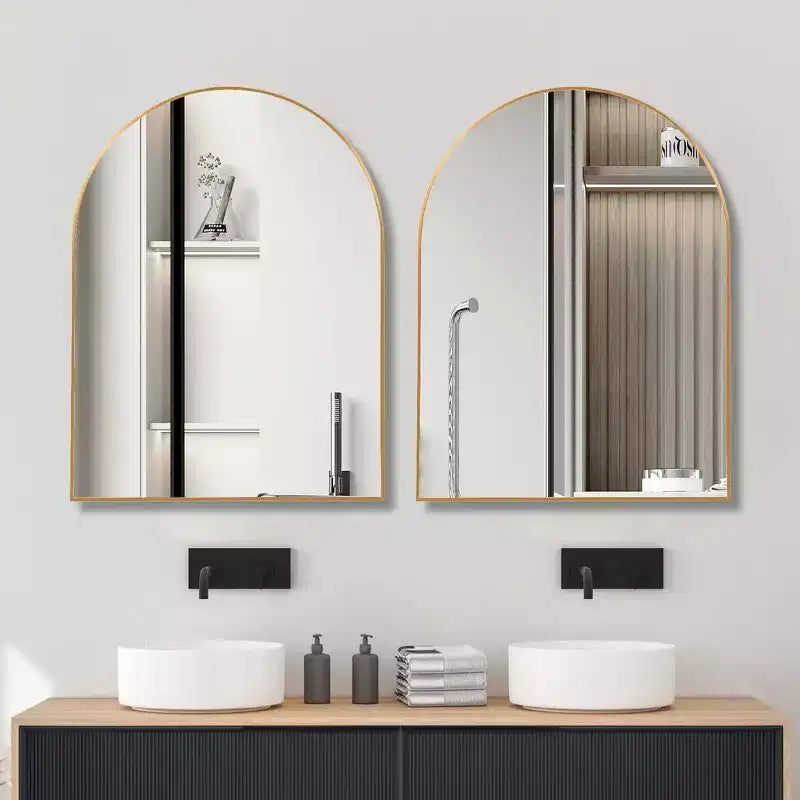 Whisen 30x40 Inch Arched Bathrrom Wall Mirror, Premium HD Glass, Brushed Aluminum Frame