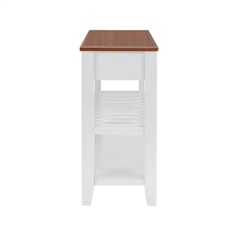 42" Console Table with Two Open Shelves, Pine Solid Wood Frame and Legs