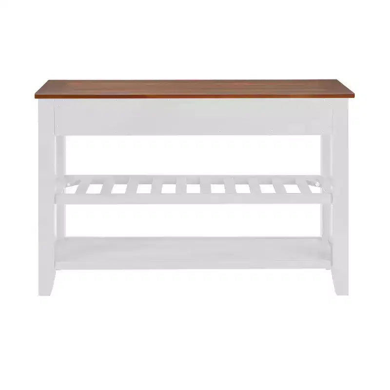 42" Console Table with Two Open Shelves, Pine Solid Wood Frame and Legs