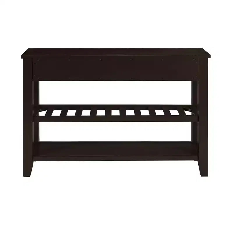 42" Console Table with Two Open Shelves, Pine Solid Wood Frame and Legs