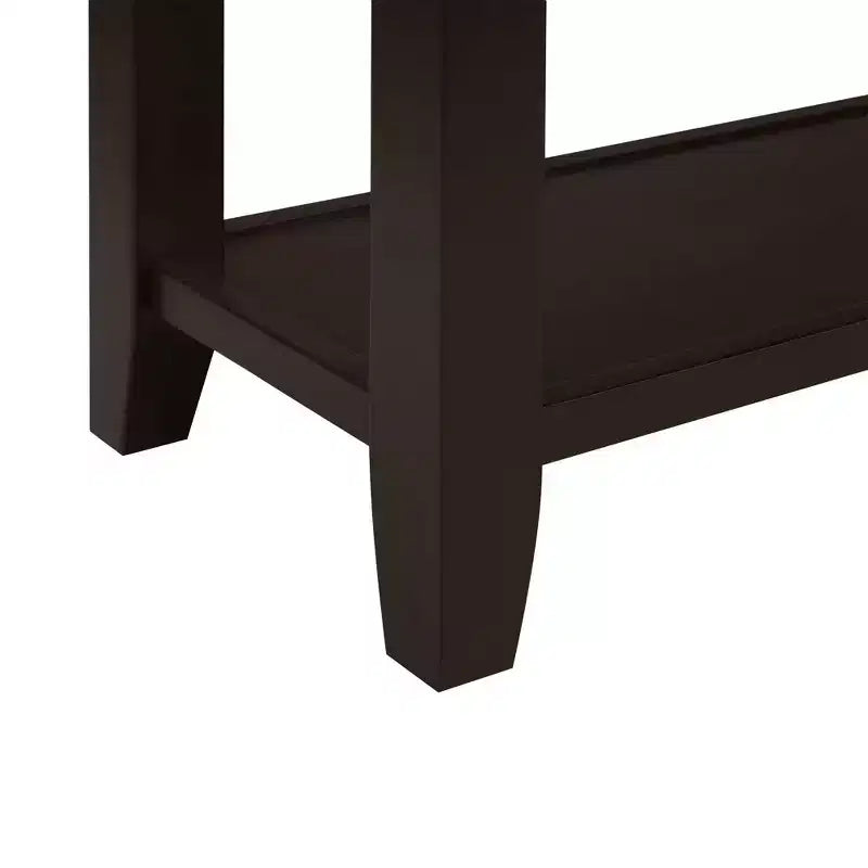 42" Console Table with Two Open Shelves, Pine Solid Wood Frame and Legs