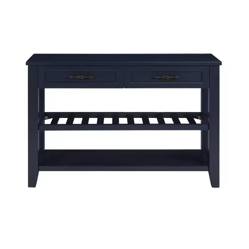 42" Console Table with Two Open Shelves, Pine Solid Wood Frame and Legs
