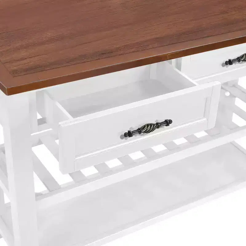 42" Console Table with Two Open Shelves, Pine Solid Wood Frame and Legs