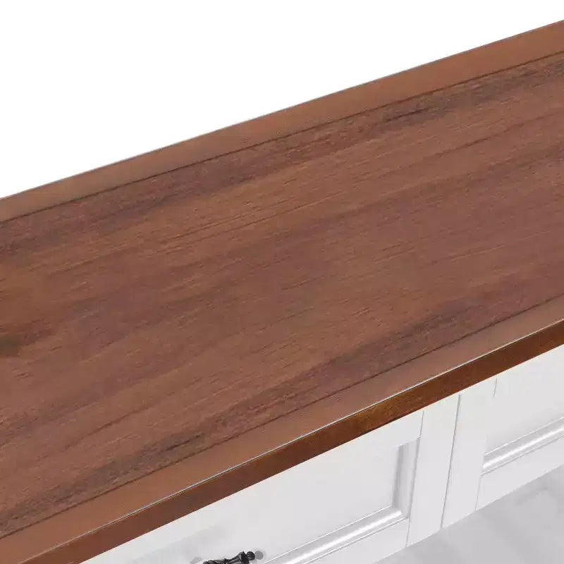 42" Console Table with Two Open Shelves, Pine Solid Wood Frame and Legs