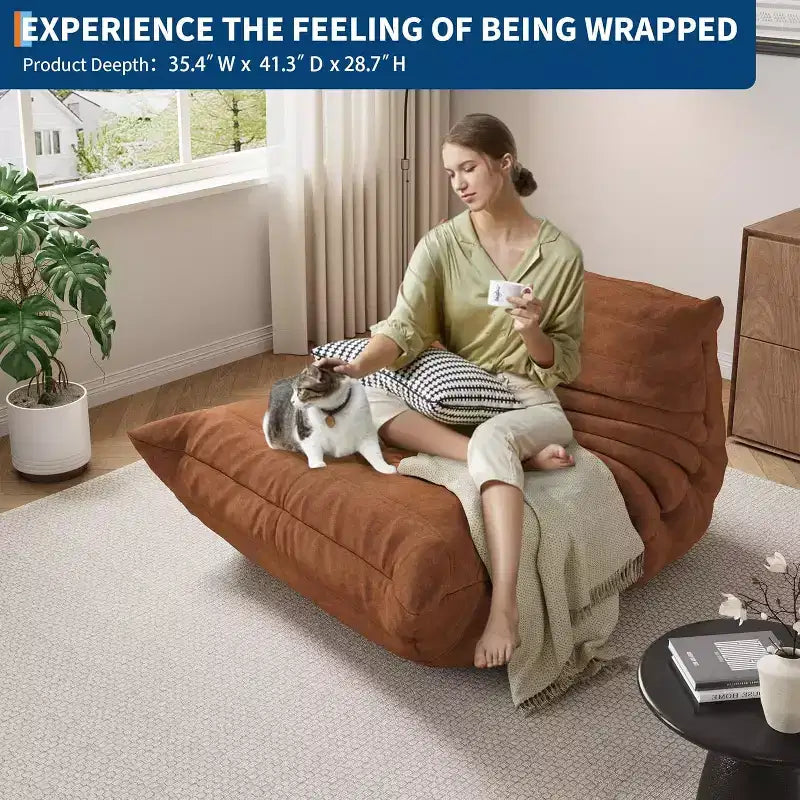 Bean Bag Couch with Deep Seat, Upholstered Sofa for Living Room Bedroom