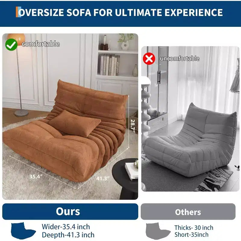 Bean Bag Couch with Deep Seat, Upholstered Sofa for Living Room Bedroom
