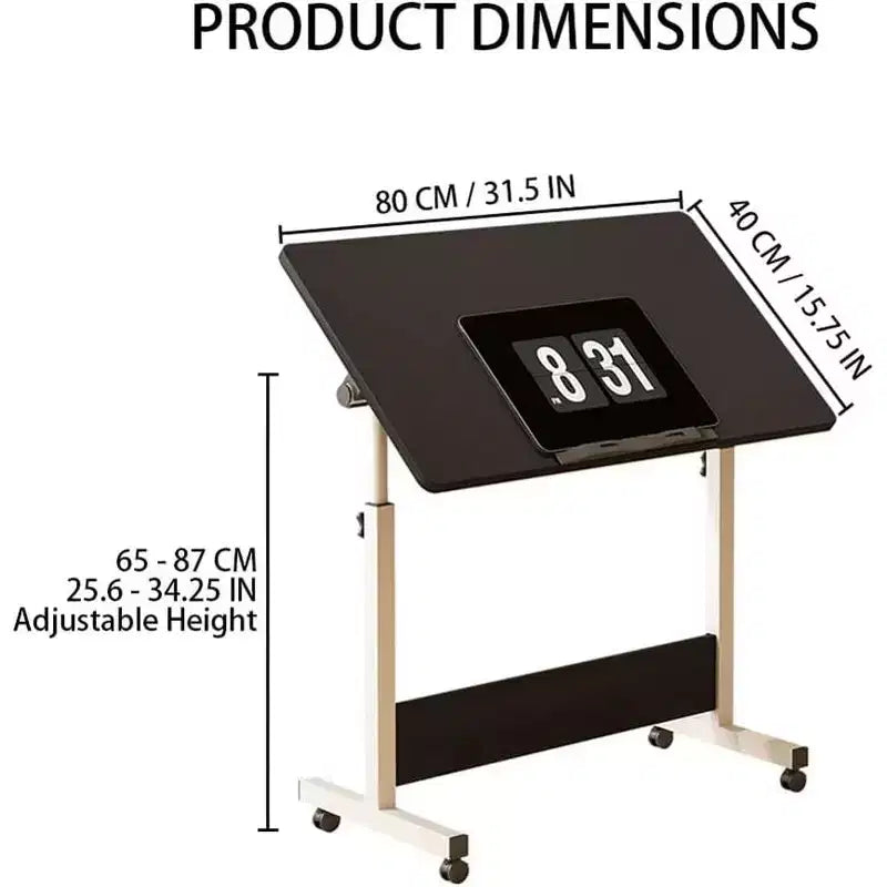 31.5 Mobile Standing Desk - Height Adjustable Computer Table with Wheels, Foldable Sit-Stand Workstation