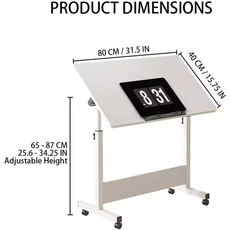 31.5 Mobile Standing Desk - Height Adjustable Computer Table with Wheels, Foldable Sit-Stand Workstation