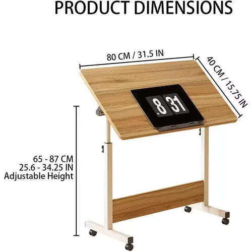 Bureau mobile debout 31,5 pouces - Table d'ordinateur réglable en hauteur avec roulettes, poste de travail pliable assis-debout