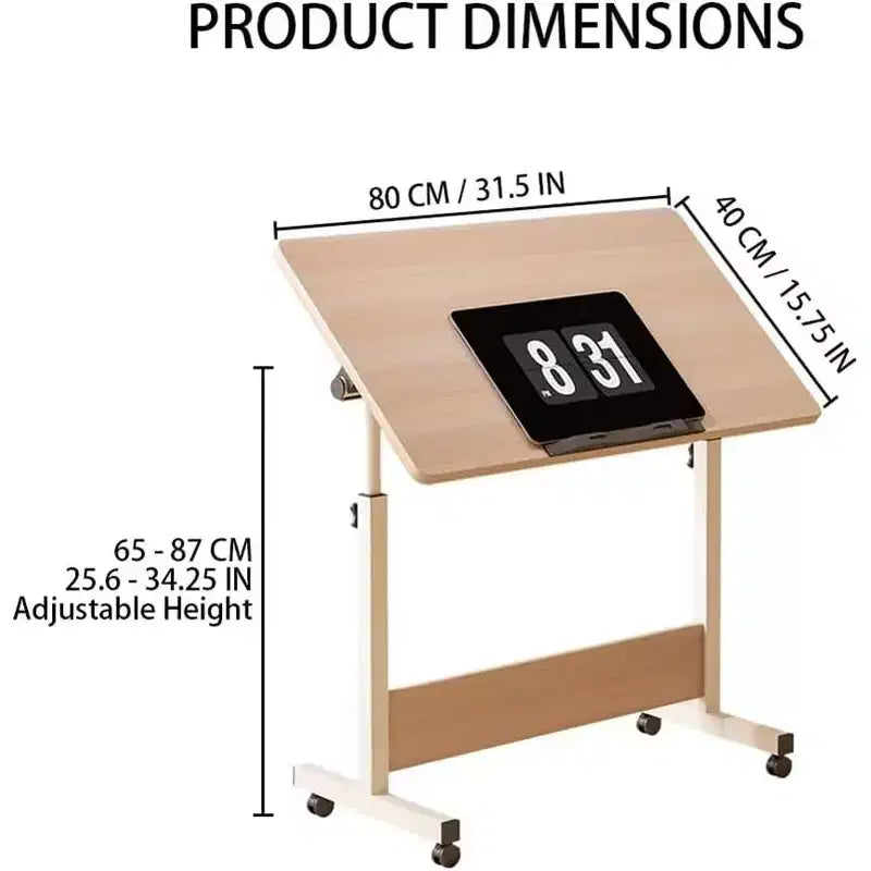 31.5 Mobile Standing Desk - Height Adjustable Computer Table with Wheels, Foldable Sit-Stand Workstation
