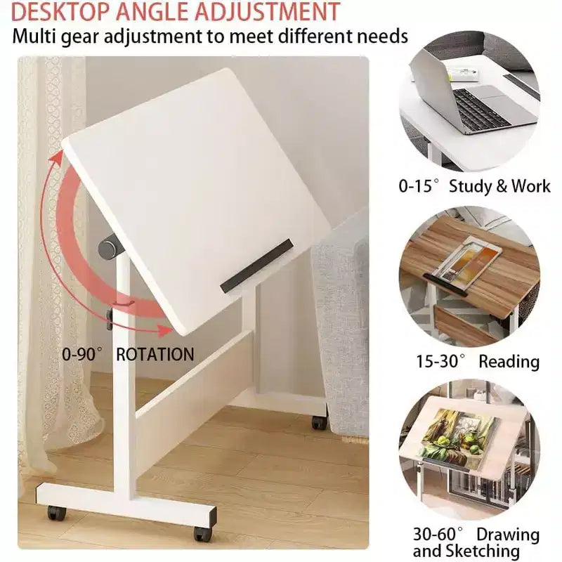 31.5 Mobile Standing Desk - Height Adjustable Computer Table with Wheels, Foldable Sit-Stand Workstation