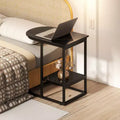 Table d'appoint en C pour canapé moderne avec plateau en faux marbre et étagère de rangement noire