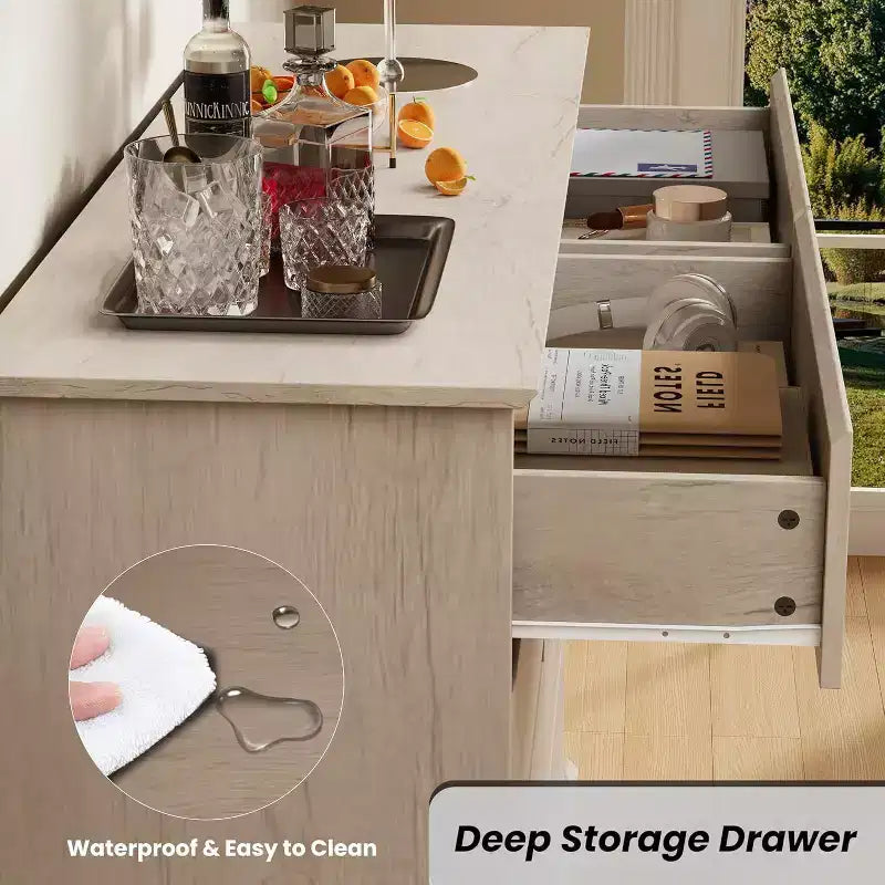 8-Drawer Wide Dresser - Wood Storage Chest for Bedroom & Living Room