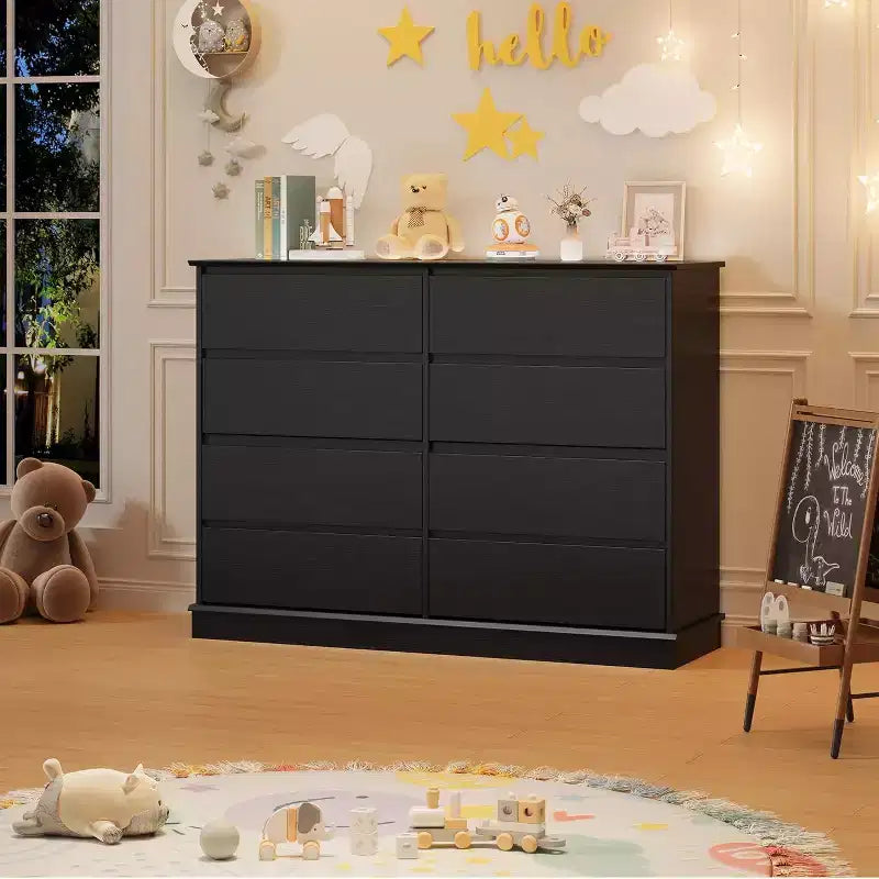 8-Drawer Wide Dresser - Wood Storage Chest for Bedroom & Living Room