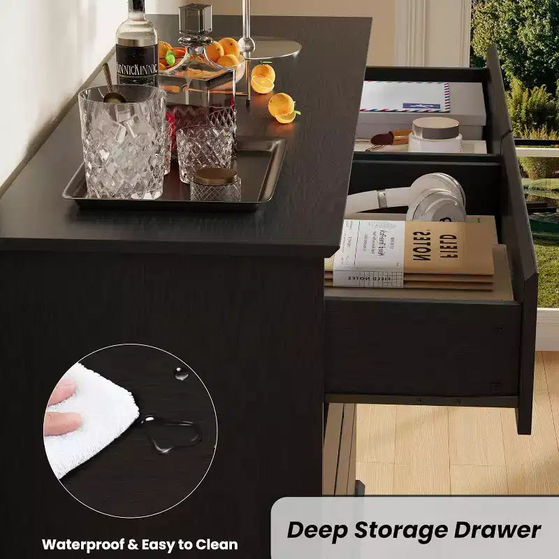 8-Drawer Wide Dresser - Wood Storage Chest for Bedroom & Living Room