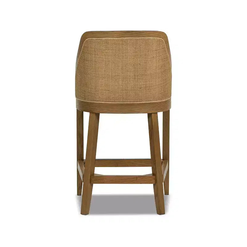 Jennifer Taylor Home Charleston 27 Cane Performance Fabric Upholstered Oak Counter Stool, Taupe Beige Textured Weave