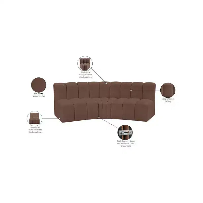 Arc Brown Vegan Leather Sofa