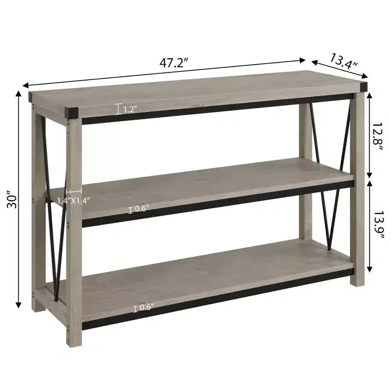 Farmhouse Console Table, 47 Inch Narrow Entryway Table with Storage, 3-Tier Wood Console Tables for Living Room, Hallway, Entryway