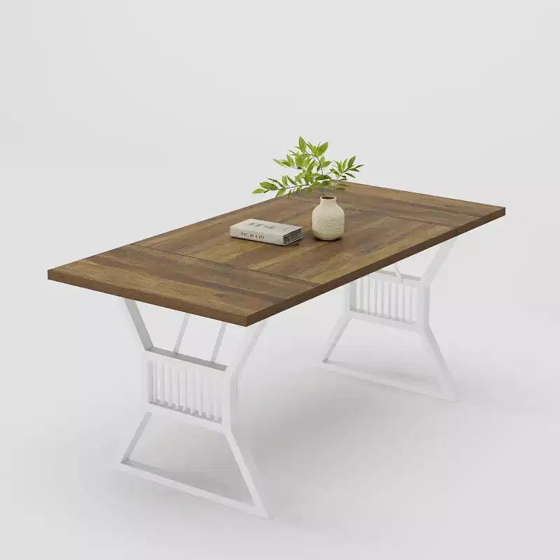 Industrial Farmhouse Dining Table - Rectangle Kitchen Table for 6-8 People