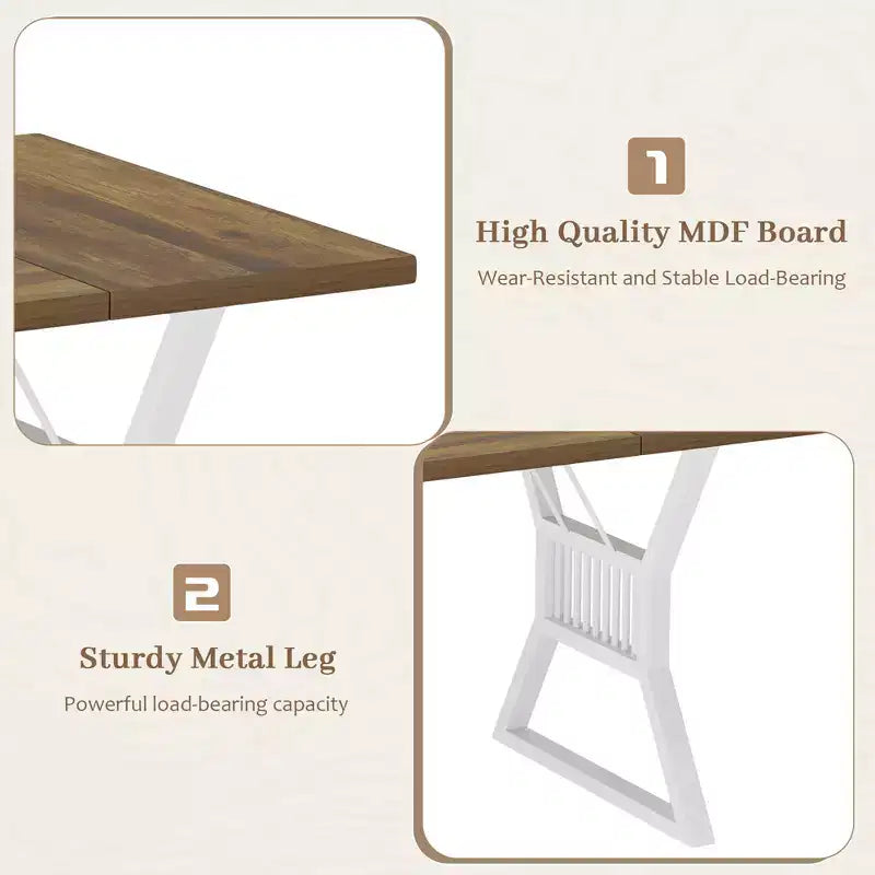 Industrial Farmhouse Dining Table - Rectangle Kitchen Table for 6-8 People