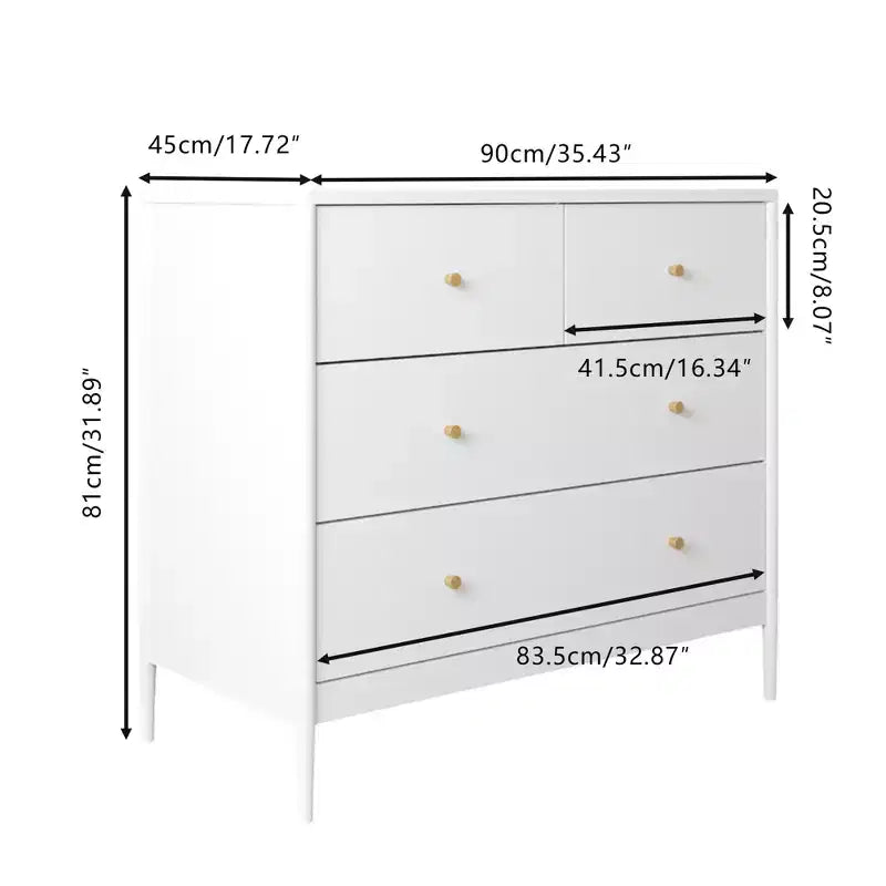Kid 4 Drawer Dresser Sideboard Side Cabinet Storage Organizer, White