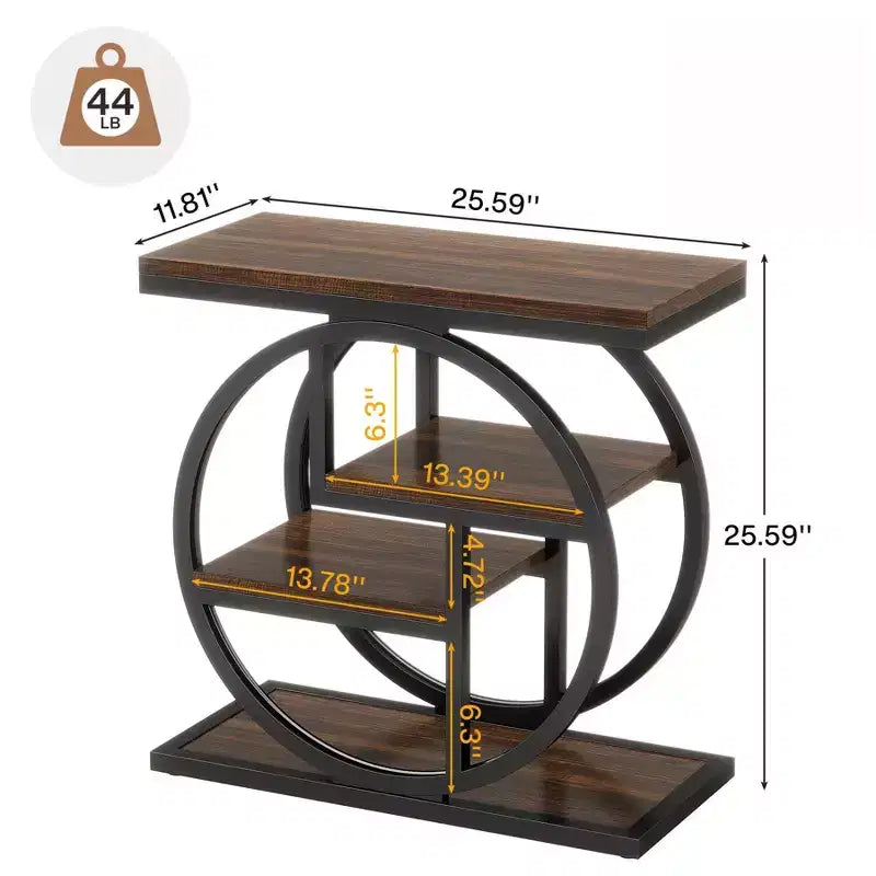 4-Tier Metal Round Small End Table - Nightstand Side Table for Hallway & Living Room