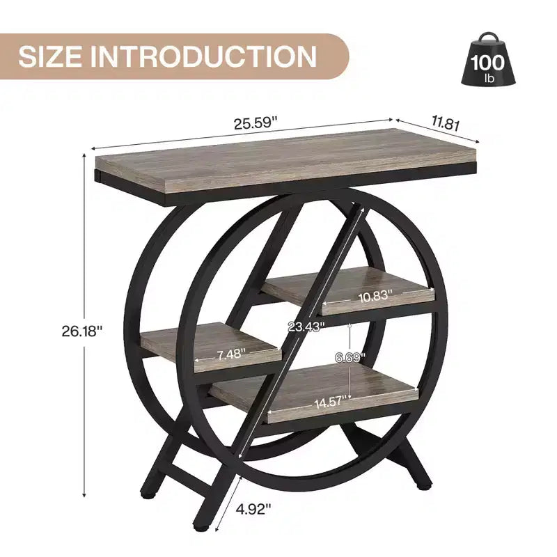 4-Tier Metal Round Small End Table - Nightstand Side Table for Hallway & Living Room
